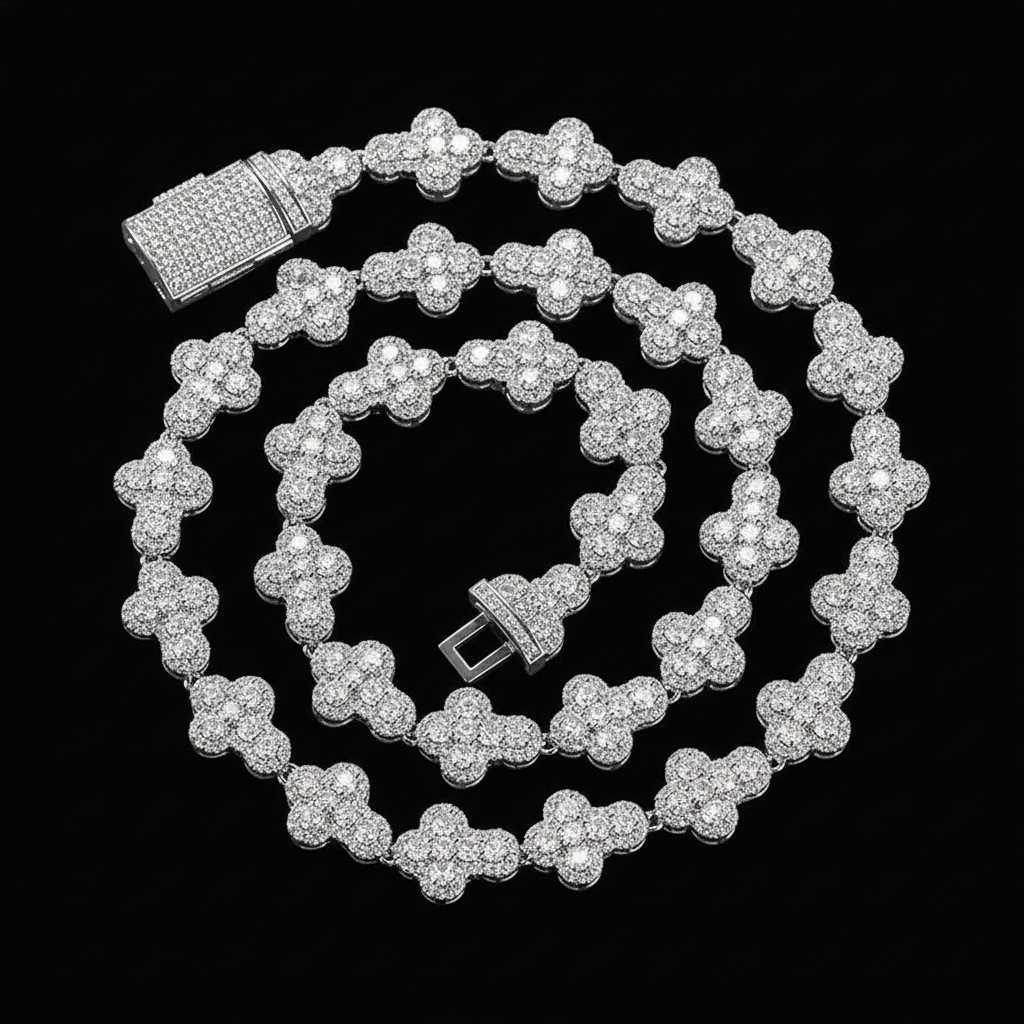 Crystal necklace on black background