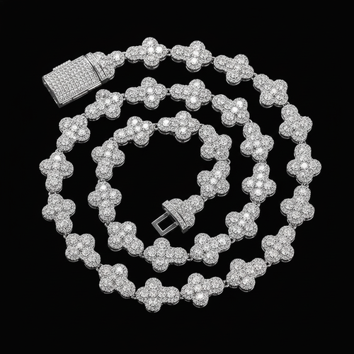 Crystal necklace on black background