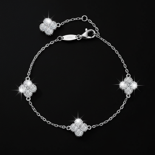 Luxury silver bracelet with black background